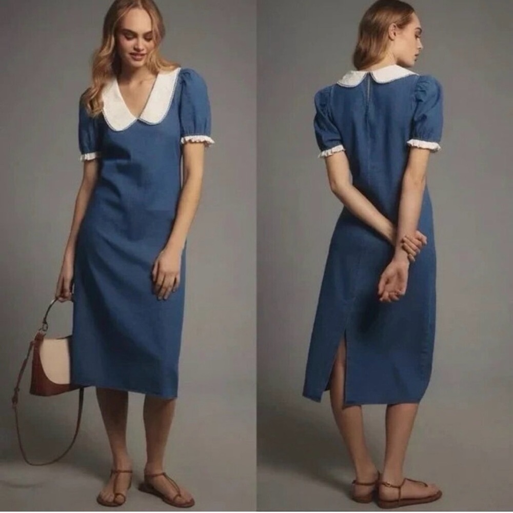 Porridge/Anthropologie Blue Denim Dress - Picture 4 of 4